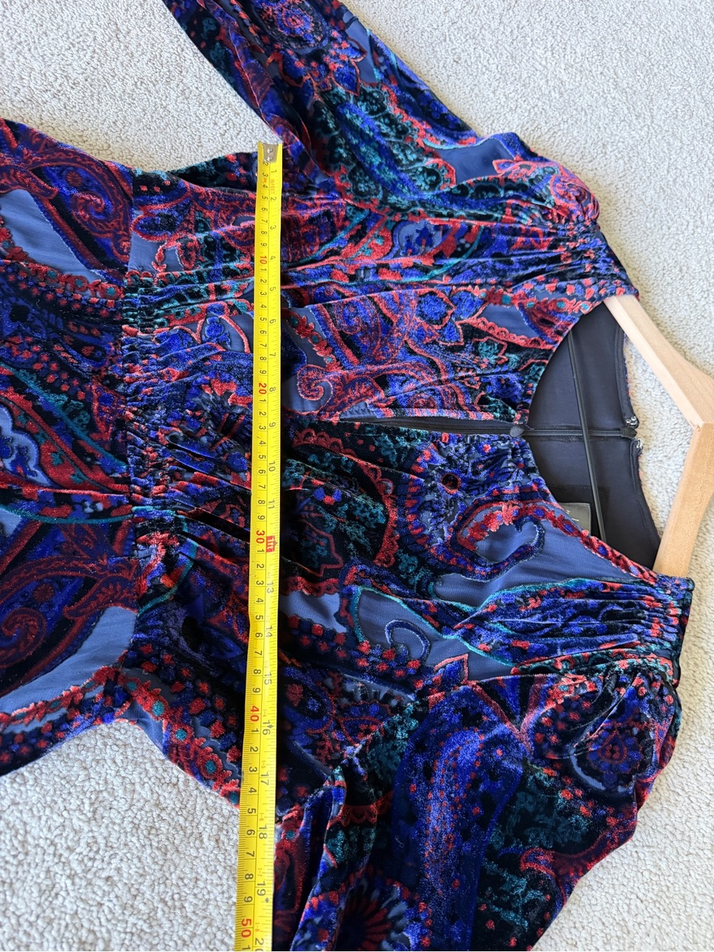 Anthropologie Burnout Velvet Paisley Maxi Dress Blue Purple Size 10 - Picture 16 of 16